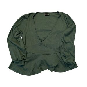 Cider Women's Deep Green V-Neck Blouse